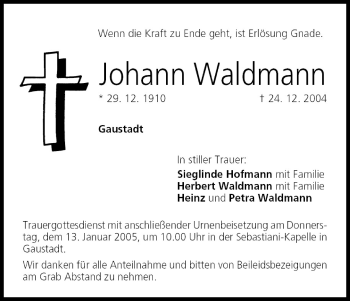Anzeige von Johann Waldmann von MGO