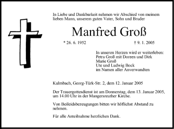 Anzeige von Manfred Groß von MGO