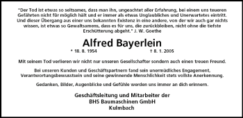 Anzeige von Alfred Bayerlein von MGO
