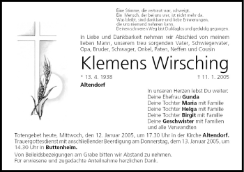 Anzeige von Klemens Wirsching von MGO