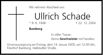 Anzeige von Ullrich Schade von MGO