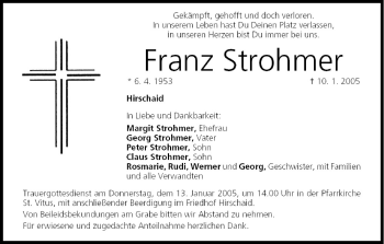 Anzeige von Franz Strohmer von MGO