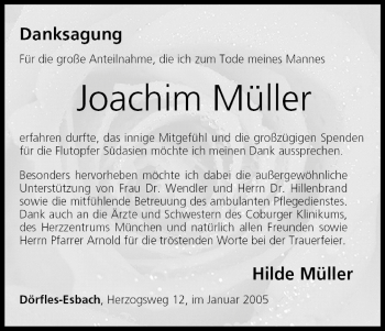Anzeige von Joachim Müller von MGO