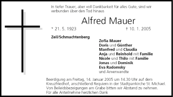 Anzeige von Alfred Mauer von MGO