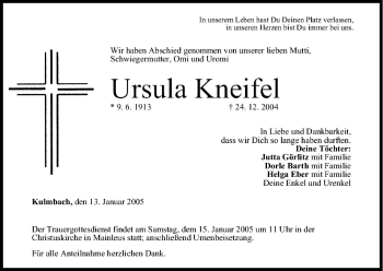 Anzeige von Ursula Kneifel von MGO