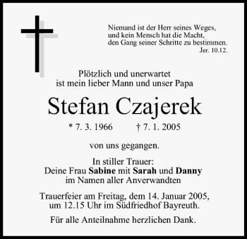Anzeige von Stefan Czajerek von MGO