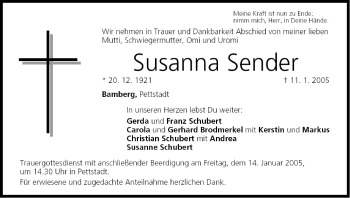 Anzeige von Susanna Sender von MGO