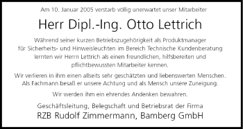 Anzeige von Otto Lettrich von MGO