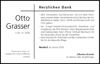 Anzeige von Otto Grasser von MGO