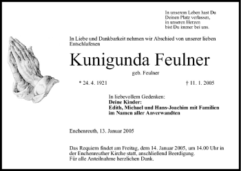 Anzeige von Kunigunda Feulner von MGO