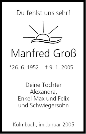 Anzeige von Manfred Groß von MGO