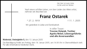 Anzeige von Franz Ostarek von MGO