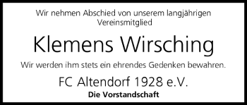 Anzeige von Klemens Wirsching von MGO