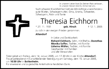 Anzeige von Theresia Eichhorn von MGO