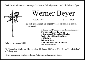 Anzeige von Werner Beyer von MGO