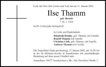 Anzeige von Ilse Thamm von MGO