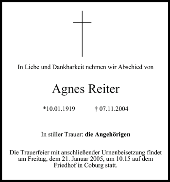 Anzeige von Agnes Reiter von MGO
