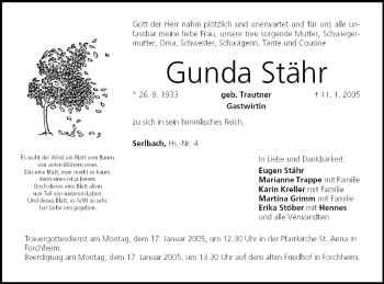 Anzeige von Gunda Stähr von MGO