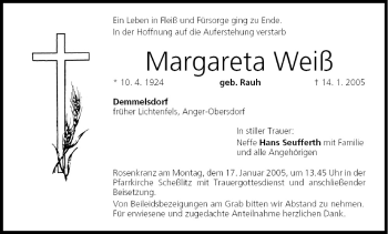 Anzeige von Margareta Weiß von MGO