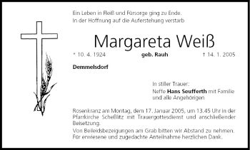 Anzeige von Margareta Weiß von MGO