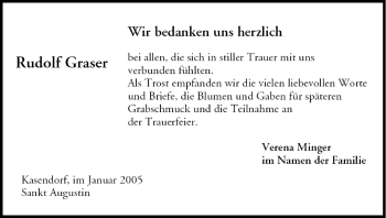 Anzeige von Rudolf Graser von MGO