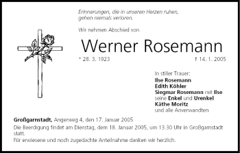 Anzeige von Werner Rosemann von MGO