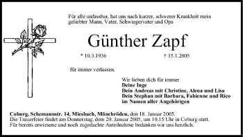 Anzeige von Günther Zapf von MGO
