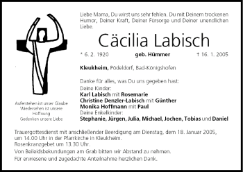 Anzeige von Cäcilia Labisch von MGO