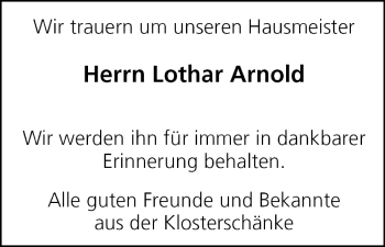 Anzeige von Lothar Arnold von MGO