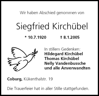 Anzeige von Siegfried Kirchübel von MGO
