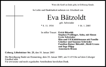 Anzeige von Eva Bätzoldt von MGO