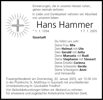 Anzeige von Hans Hammer von MGO