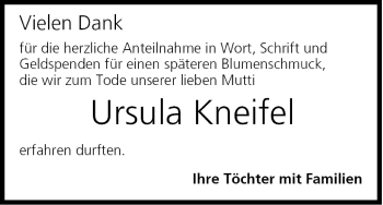 Anzeige von Ursula Kneifel von MGO