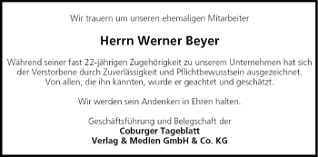 Anzeige von Werner Beyer von MGO