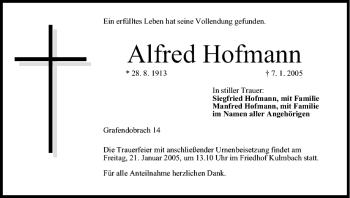Anzeige von Alfred Hofmann von MGO
