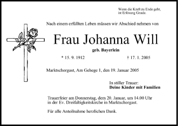 Anzeige von Johanna Will von MGO