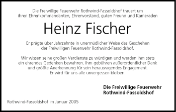Anzeige von Heinz Fischer von MGO
