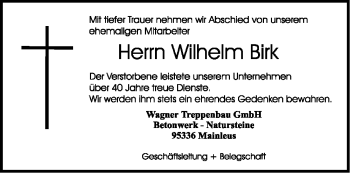 Anzeige von Wilhelm Birk von MGO