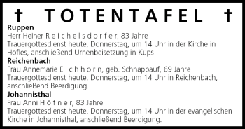 Anzeige von Totentafel vom 20.01.2005 von MGO