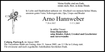 Anzeige von Arno Hannweber von MGO