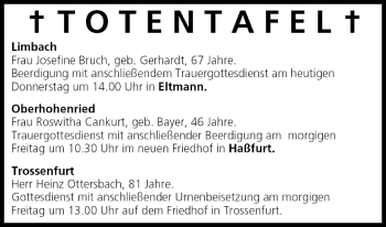 Anzeige von Totentafel vom 20.01.2005 von MGO