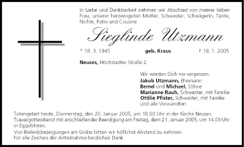 Anzeige von Sieglinde Utzmann von MGO