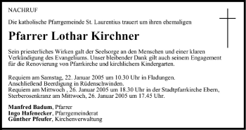 Anzeige von Lothar Kirchner von MGO