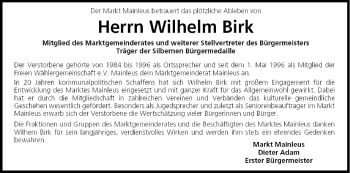 Anzeige von Wilhelm Birk von MGO