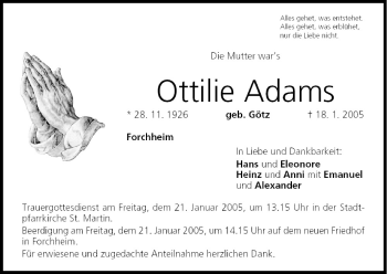 Anzeige von Ottilie Adams von MGO