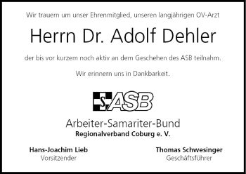 Anzeige von Adolf Dehler von MGO