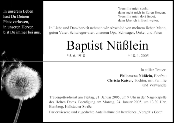 Anzeige von Baptist Nüßlein von MGO