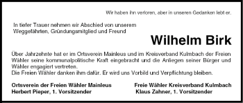 Anzeige von Wilhelm Birk von MGO