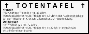 Anzeige von Totentafel vom 21.01.2005 von MGO