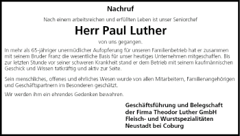Anzeige von Paul Luther von MGO